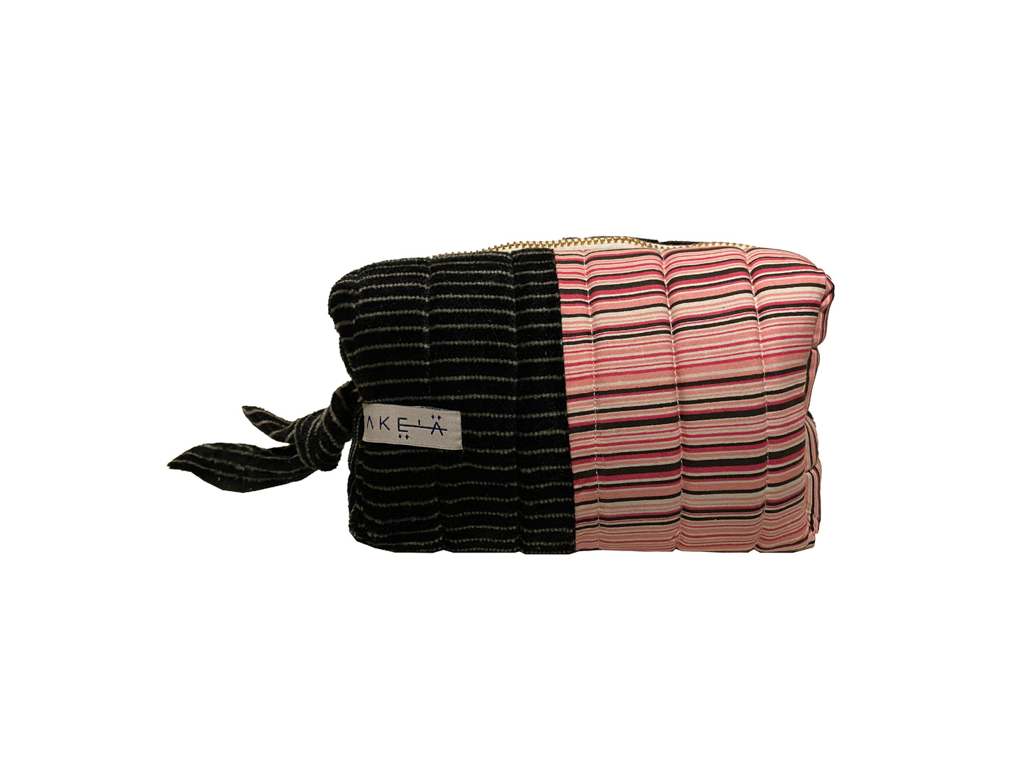 Make Up Bag Small Pink and Black Stripes