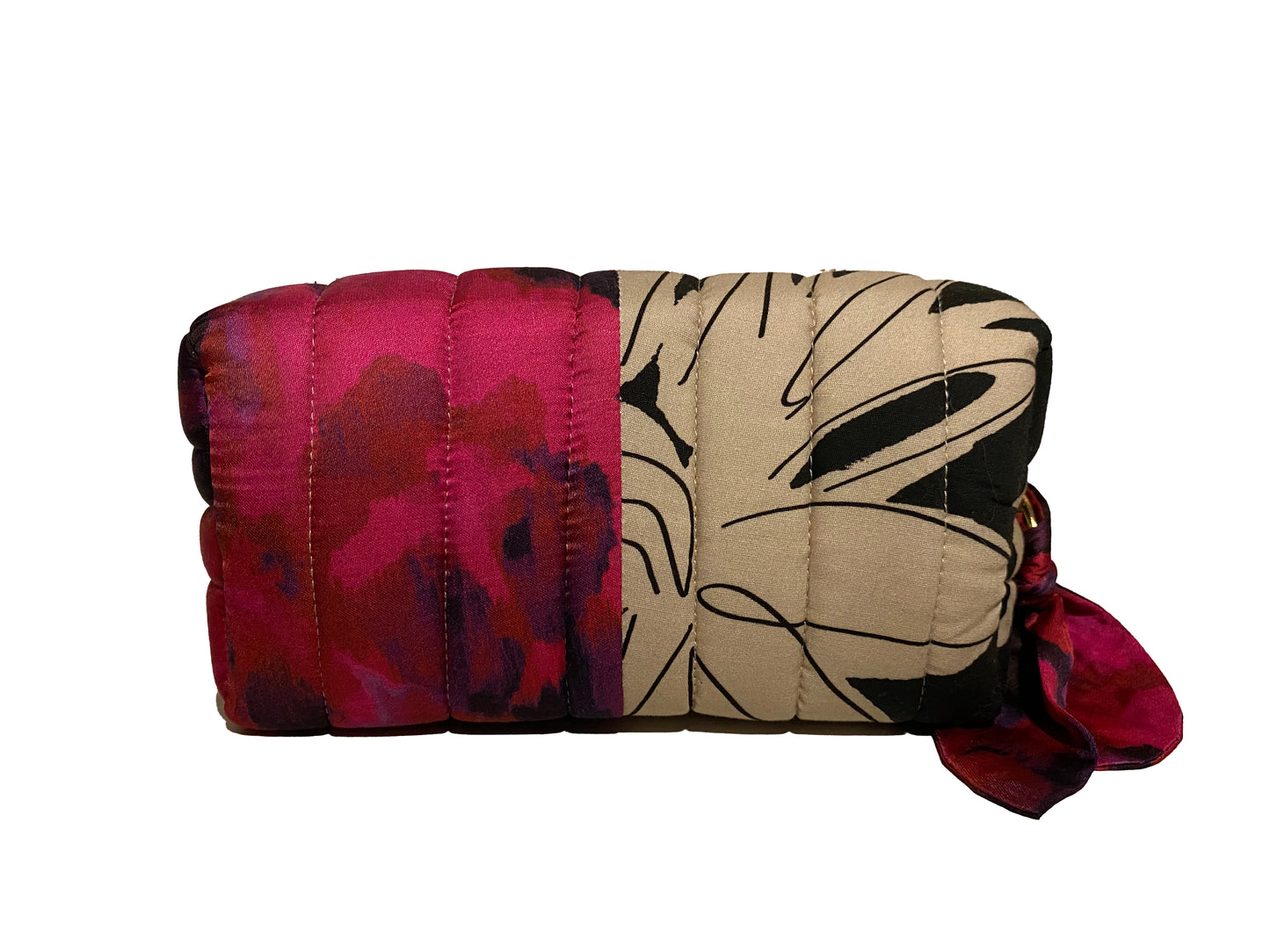 Make Up Bag Small Stripes Navy Red and Floral