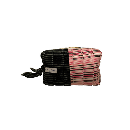 Make Up Bag Small Pink and Black Stripes