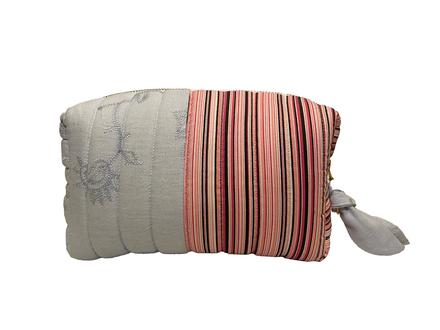 Make Up Bag Large Blue and Pink Stripes