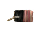 Make Up Bag Small Black and Pink Stripes and Floral